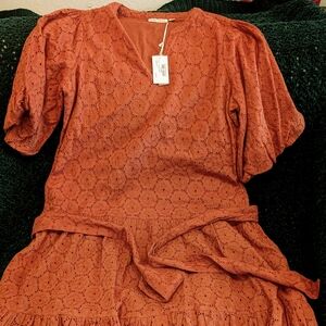 Roller Rabbit Terracotta Lace Long Sleeve Dress